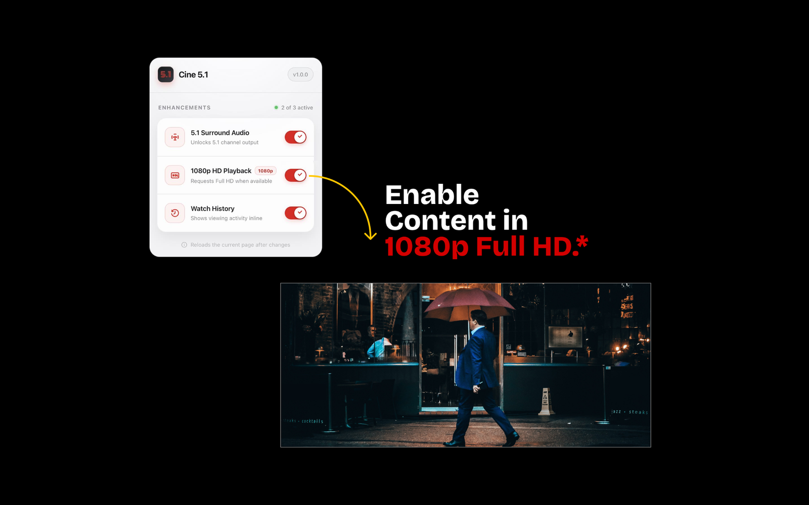 Cine 5.1 requests 1080p Full HD playback on Netflix