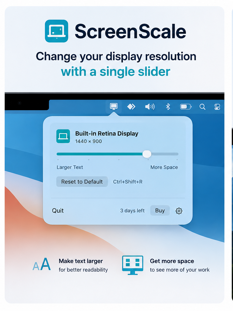 Screen Scale menu bar slider interface