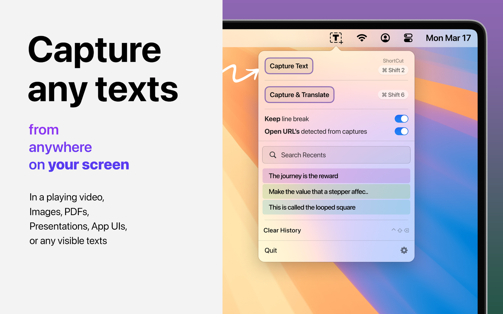 Textly captures text from anywhere
