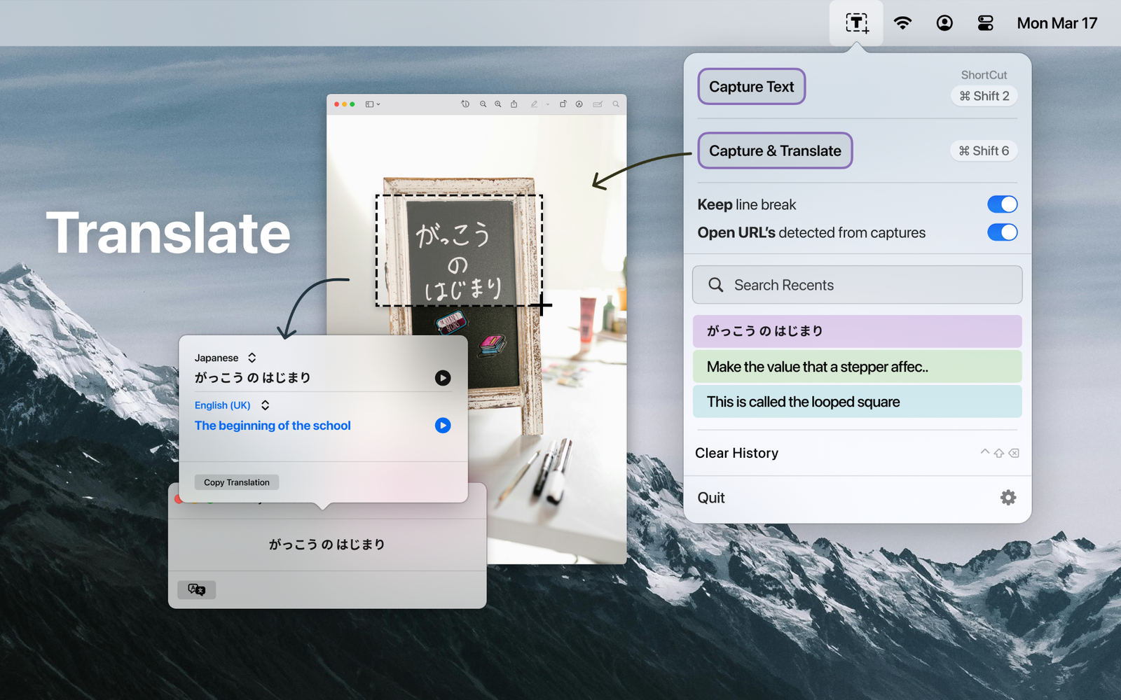 Textly capture and translation workflow